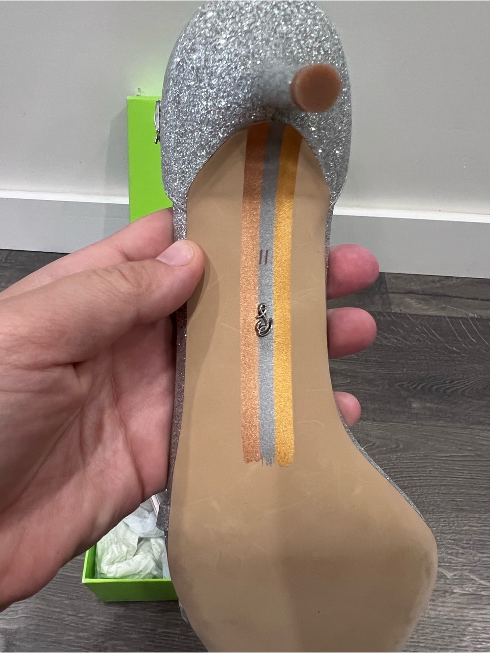Sam Edelman Peonie Silver Glitter Ankle Strap Heels Size 11 NIB Wedding Prom - Picture 4 of 11